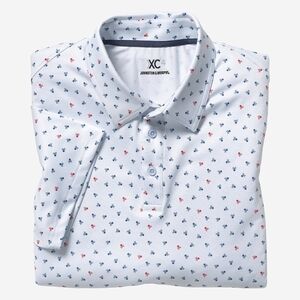 Johnston & Murphy XC4 White Polo with Navy and Red Accents